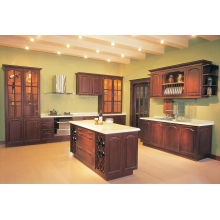 Red Color Style Solid Wood Kitchen Cabinet